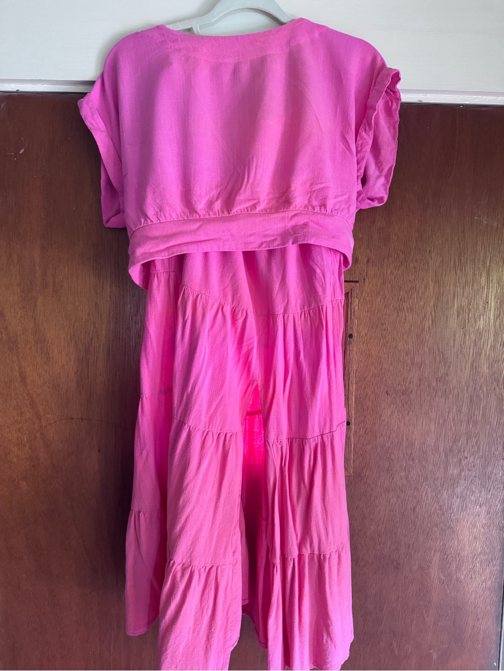 Wishlist Hot Pink Set featuring a crop top and long tiered skirt with slit